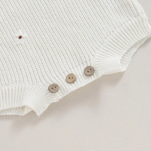Vista 6 de Suéter de bebé para niña pequeña, bordado de flores, suéter de punto de gran tamaño, sudadera para otoño e invierno