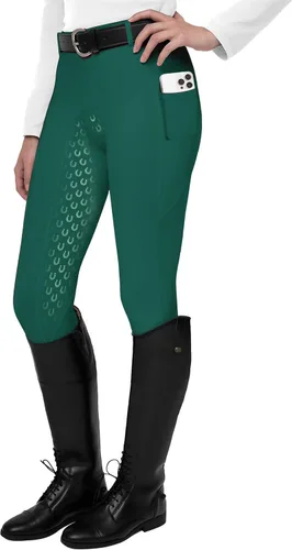 Vista 14 de FitsT4 Sports Mallas de Equitación de Asiento Completo para Mujer con Agarre de Silicona Activa Pantalones Ecuestres Albaricoque
