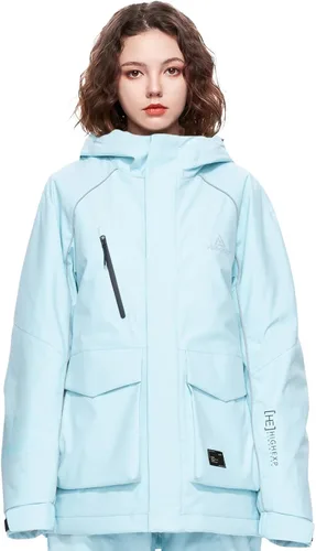 Vista 10 de Chaqueta de esquí para snowboard, nieve, invierno, impermeable, aislada, resistente al viento, holgada, cálida con capucha para hombres y mujeres