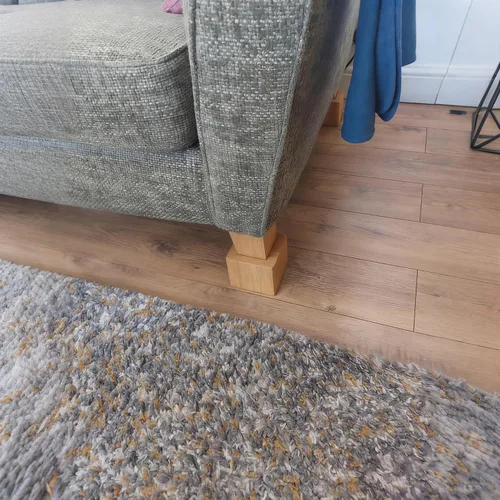 Vista 6 de Paquete de 4 elevadores de cama de madera de 3 pulgadas, elevadores de muebles de madera natural, elevadores de cama resistentes para sofá, cama