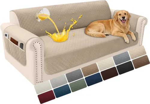 Vista 105 de Fundas de terciopelo 100% impermeables para sofá biplaza, fundas lavables para sofá de 2 plazas, fundas de sofá aptas para mascotas, protector