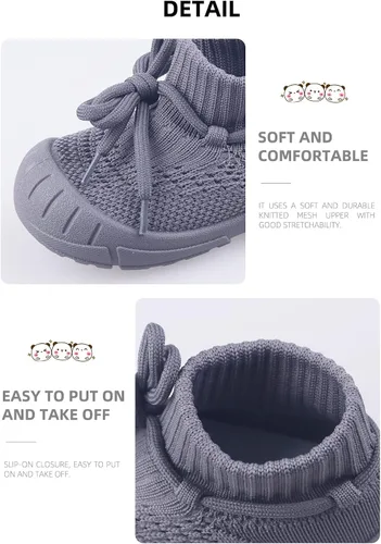 Vista 3 de DEBAIJIA Zapatos para niños pequeños de 1 a 5 años, entrenadores para primeros pasos para bebés, niños y niñas, suaves y lindos, Wzx01-Amarillo