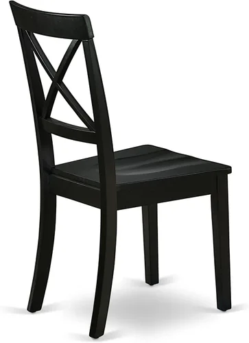 Vista 8 de East West Furniture DUBO5-BLK-W - Juego de mesa de comedor moderno de 5 piezas, incluye una mesa rectangular de madera y 4 sillas de comedor, 36 x