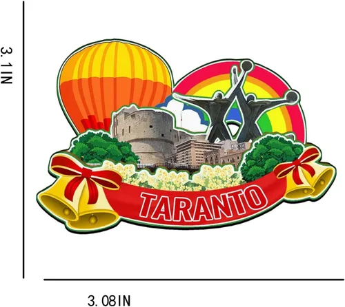 Vista 3 de Taranto Puglia - Imán de madera para nevera, diseño de Italia, monumentos 3D, recuerdos coleccionables, decoración hecha a mano -2546