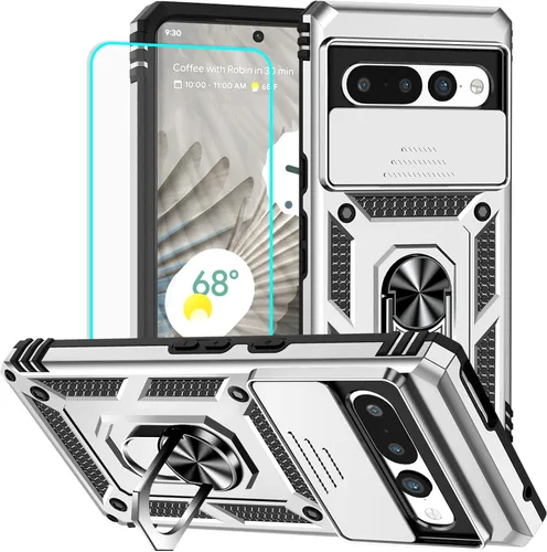 Vista 22 de HNHYGETE Funda para Pixel 6a con protector de pantalla HD, soporte giratorio de grado militar de 360° (resistente) a prueba de golpes para Google