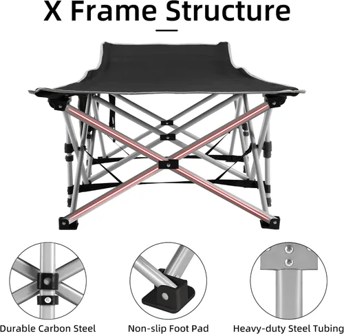 Vista 6 de Fragess - Cunas plegables de camping para adultos, cuna de 28" extra amplia con colchón removible, carga máxima de 600LBS, cunas para dormir