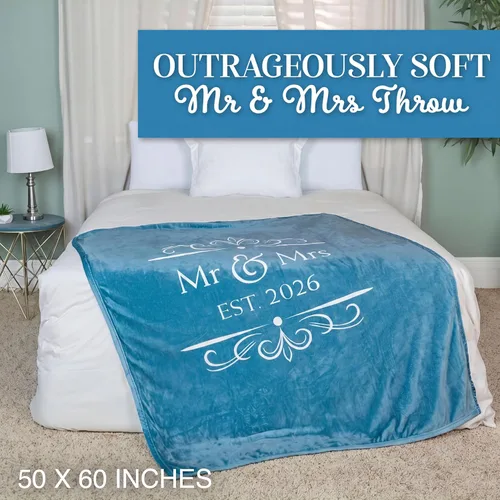 Vista 2 de 1i4 Group Manta Mr & Mrs 2026, regalo de boda, azul