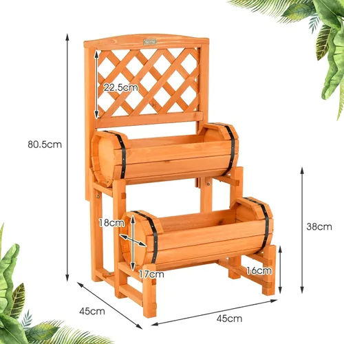 Vista 9 de S AFSTAR Cama de jardín elevada de 2 niveles con enrejado, maceta de madera con enrejado de diamante, maceta elevada para plantas trepadoras de vid