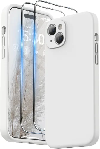 Vista 21 de SURPHY Funda diseñada para iPhone 15 Plus con protector de pantalla y cordón, correa de teléfono y funda de silicona líquida para teléfono