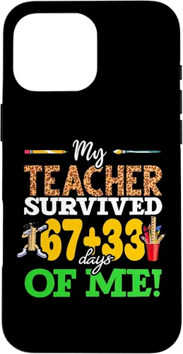 Vista 19 de My Teacher Survived 67+33 Days of Me Dab 100 Days of School Case for iPhone 17