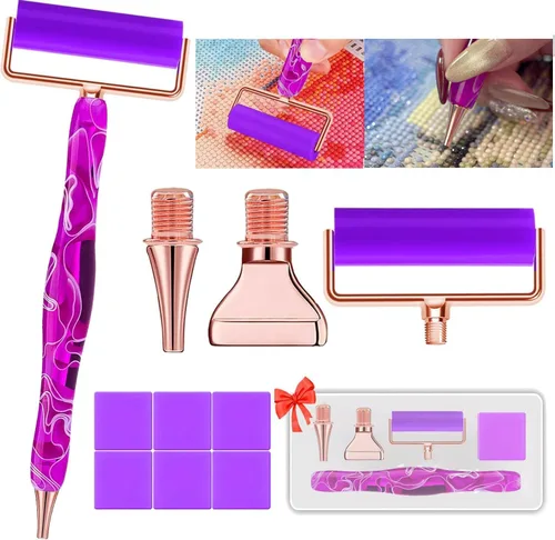 Vista 8 de Heyseri Juego de 14 piezas de herramientas y accesorios para bolígrafo de pintura de diamantes, exquisitas puntas de bolígrafo de metal de acero