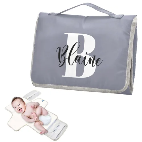Vista 18 de Cambiador de pañales de bebé beige para niños pequeños, tapete portátil para cambiar pañales con bolsillo de almacenamiento para viajes, aparador