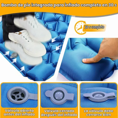 Vista 3 de Colchoneta para dormir, almohadilla de dormir compacta para acampar con almohada bomba de pie integrada, colchoneta inflable para viajes