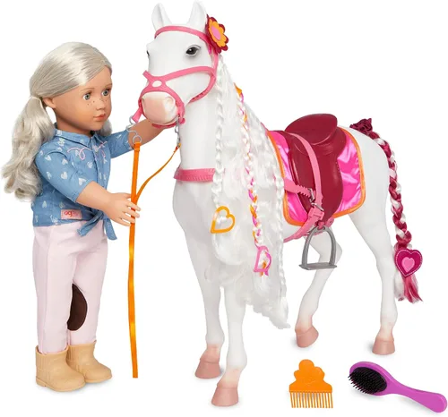 Vista 6 de Our Generation - Caballo Camarillo - Caballo de juguete - Accesorios de peinado - Muñecas de 18 pulgadas - Juego de simulación - Juguete para niños