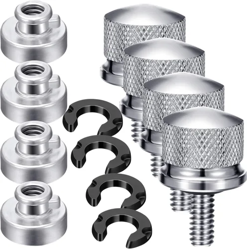 Vista 8 de Therwen Kit de 8 tuercas de tornillo de asiento, kit de tuercas de asiento de guardabarros, rosca de 1/4-20, compatible con Harley-Davidson