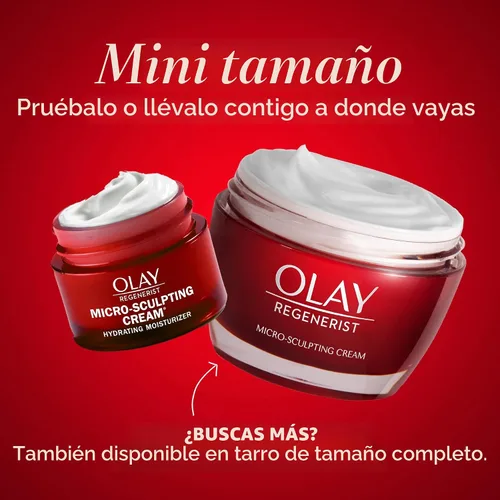 Vista 2 de Olay Crema Hidratante Facial, Crema Micro-Esculpidora Regenerist para Mujeres, Tamaño de Prueba - Hidratación Instantánea, Anti-Envejecimiento