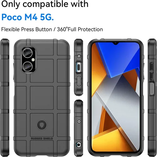 Vista 2 de Funda delgada para Xiaomi Poco M4 5G, resistente funda duradera con grado militar a prueba de golpes, gran agarre y cubierta protectora de lente