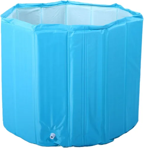 Vista 7 de Mingzhe Inflatable Bathtub for Adults 31.50x25.59in Foldable PVC Soaking Blue