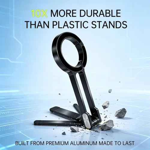 Vista 4 de Soporte magnético para trípode para teléfono, mini trípode de aluminio para teléfono celular, soporte de bolsillo para teléfono celular, imán