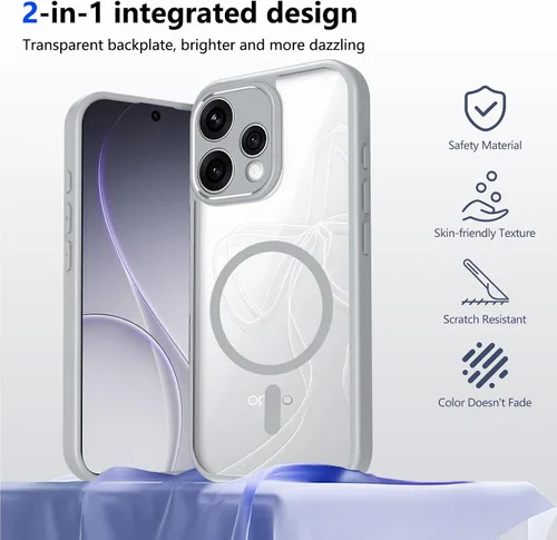 Vista 554 de Funda magnética transparente compatible con Xiaomi 17T, color negro 2 en 1 PC + TPU cubierta de teléfono a prueba de golpes, carcasa protectora