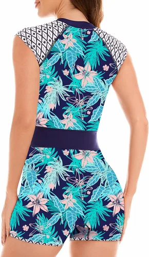 Vista 2 de JesyLuco Traje de baño de una pieza sin mangas para mujer, con cremallera frontal, traje de baño con control de abdomen