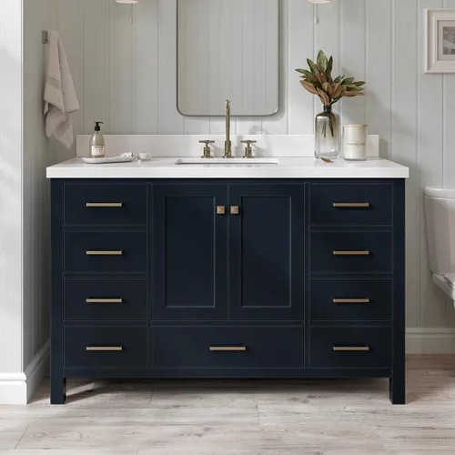 Vista 48 de ARIEL Cambridge - Mueble de baño con lavabo de 42 pulgadas, madera maciza, encimera de cuarzo blanco puro de 1.5 pulgadas, fregadero rectangular