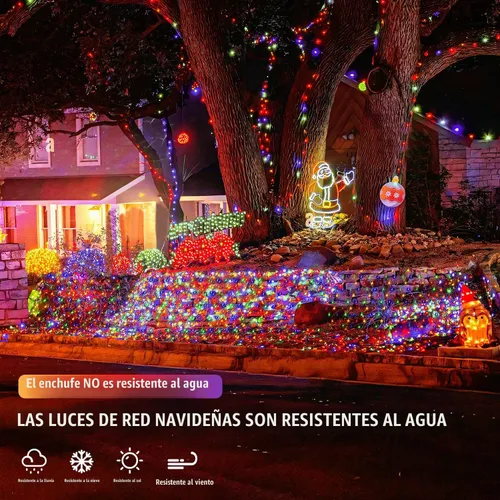 Vista 6 de JMEXSUSS 360 Luces LED de Red de Navidad para Exteriores Luces de Malla, Luz de Arbusto Conectable para Decoraciones de Árbol de Navidad Jardín