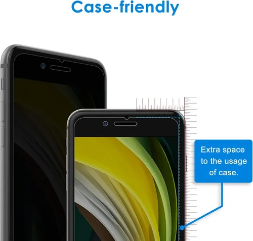 Vista 4 de JETech Protector de pantalla de privacidad para iPhone SE 3/2 (Edición 2022/2020), iPhone 8 y iPhone 7, Película de vidrio templado anti espía, 2