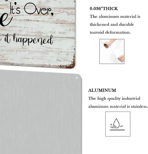 Vista 4 de Life Quote - Letrero de metal rústico para pared, decoración de pared con texto en inglés "Don't Cry Because It's Over, Smile Because It Happen