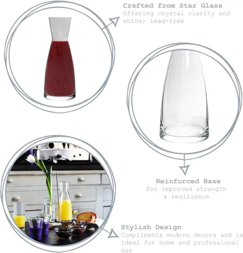 Vista 6 de Bormioli Rocco Ypsilon - Juego de 2 jarras de vidrio transparente de 18.5 onzas para servir agua, vino y bebidas, vasos modernos para mesa, comedor