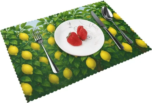 Vista 9 de Rectangular Placemats Set of 4, Heat Resistant Donuts Printed Kitchen Dining Table Mats