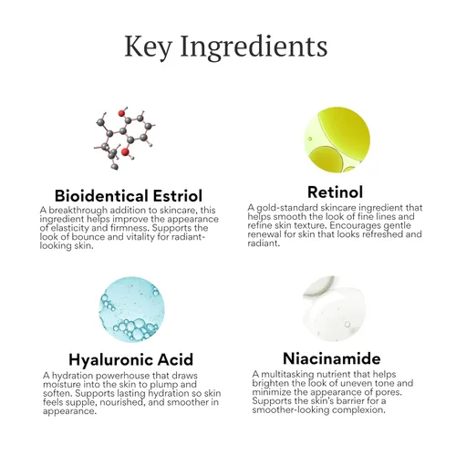 Vista 4 de BIOBeauty Renew Crema de noche - Bioidéntica E3 Crema facial avanzada PM .3% con retinol, bakuchiol, ácido hialurónico y niacinamida, suaviza