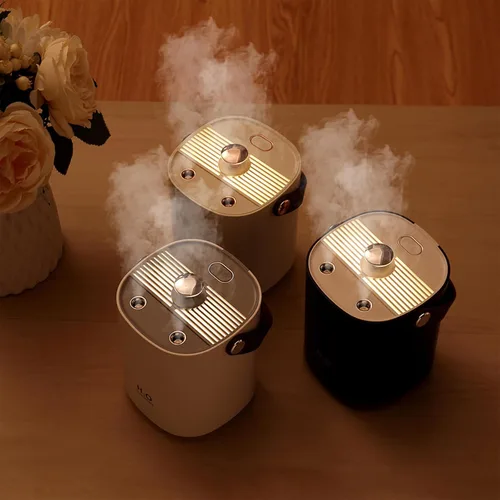 Vista 3 de Humidificadores para dormitorio, humidificadores portátiles de niebla fría de 1.2 L, humidificador de escritorio USB, con luz nocturna cálida