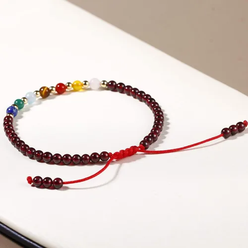 Vista 7 de Jewever Pulseras de 7 chakras para mujer, piedra real, cuerda de la suerte, pulsera de cuentas de cristal, cristales y piedras curativas, joyería