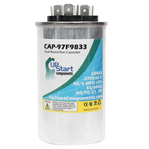 Vista 2 de Reemplazo de condensador de carrera redonda dual 30/5 MFD de 370 voltios para ICP HQ1094977AX - CAP-97F9833, marca UpStart Components