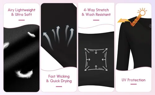 Vista 7 de Camisas atléticas de manga larga con absorción de humedad talles XS-4XL para mujer