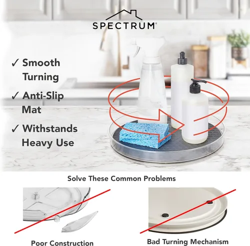 Vista 3 de Spectrum Organizador mediano Lazy Susan de 9.5 pulgadas para gabinete, refrigerador, mesa de despensa, almacenamiento de cocina, estante