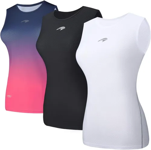 Vista 4 de bpbtti Camiseta sin mangas de secado rápido para mujer, capa base, alta absorción, camiseta interior de ciclismo, chalecos para correr