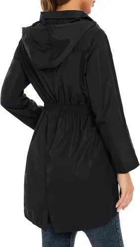 Vista 3 de Zando Chaqueta impermeable con capucha para mujer, chaqueta ligera para lluvia, rompevientos para exteriores