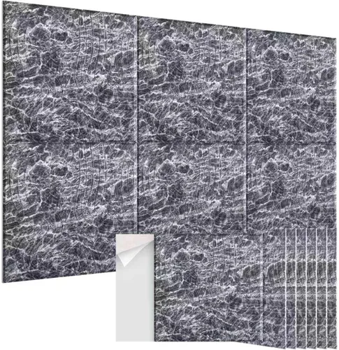 Vista 10 de Paquete de 6 paneles acústicos para pared, 23.6"x23.6" panel decorativo insonorizado de arte, panel autoadhesivo absorbente de sonido, tratamiento