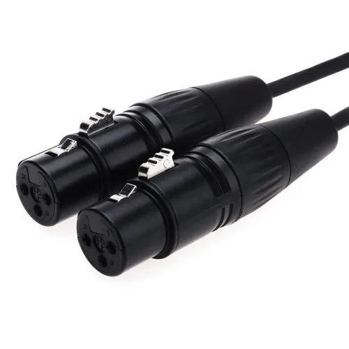 Vista 2 de NANYI 2 cables de conexión XLR hembra a hembra para micrófono divisor XLR a XLR, cable de micrófono XLR de 3 pines hembra a hembra, cables