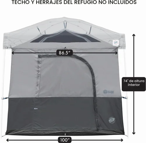 Vista 12 de E-Z UP Camping Cube Sport, convierte el toldo de patas en ángulo de 10 pies en tienda de campaña Gris