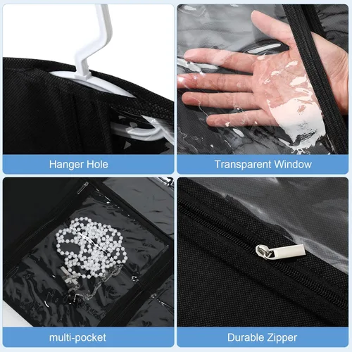 Vista 3 de Geelin 14 bolsas de ropa para baile PVC transparente, negro