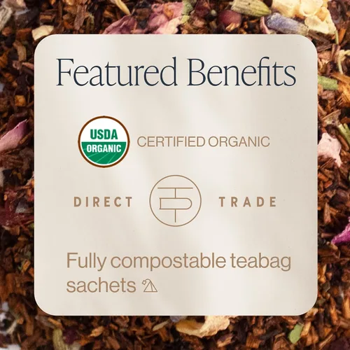 Vista 2 de Rishi Tea Bolsas de té de hierbas orgánicas de jengibre y limón rosa, sin cafeína, 15 unidades Picante y naturalmente dulce, disfruta caliente