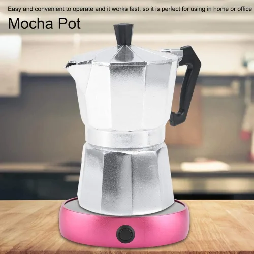 Vista 2 de Olla de moca, aluminio clásico de café expreso, estufa Moka Pot uso de oficina en casa 100ML 2 tazas