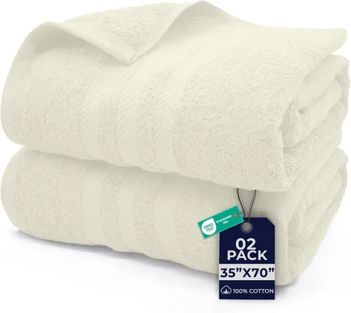 Vista 24 de DAN RIVER Paquete de 2 toallas de baño extra grandes de 35 x 70 pulgadas, toallas de baño grandes para adultos, juego de toallas de gran