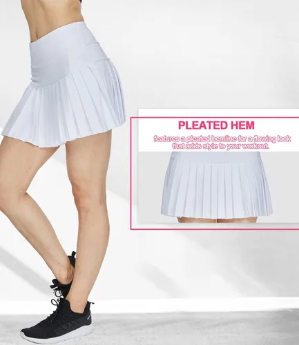 Vista 6 de HonourSex Falda de Tenis Plisada para Mujer, Faldas de Golf con Bolsillos, Falda con Pantalones Cortos para Entrenamiento, Deportes, Senderismo