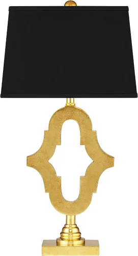 Vista 9 de Possini Euro Design Judith - Lámpara de mesa de lujo moderna de mediados de siglo, 28.75 pulgadas de alto, tela negra dorada, rectangular