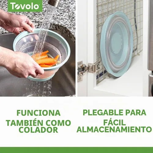 Vista 4 de Tovolo Cubierta para Plato de Microondas Pequeña en Azul Neblina Plegable Ventilada de Silicona Cubierta Antisalpicaduras para Microondas, Apta