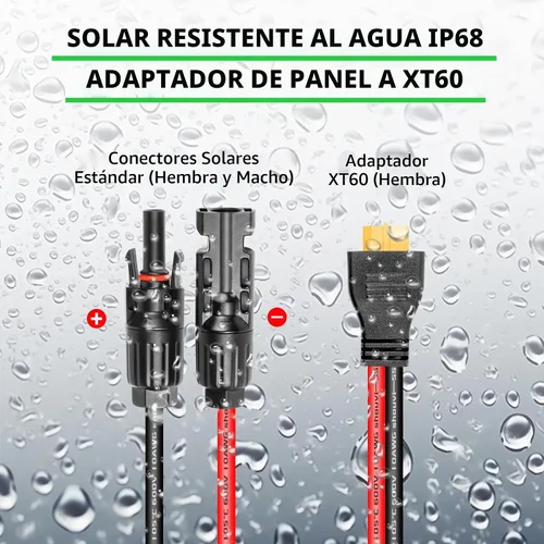Vista 4 de Ansoufien Cable Conector de Panel Solar a Conector XT60 de 1 pie, Cable de Extensión de Carga Solar de 10 AWG Solar a XT60 XT60 (Enchufe Hembra)